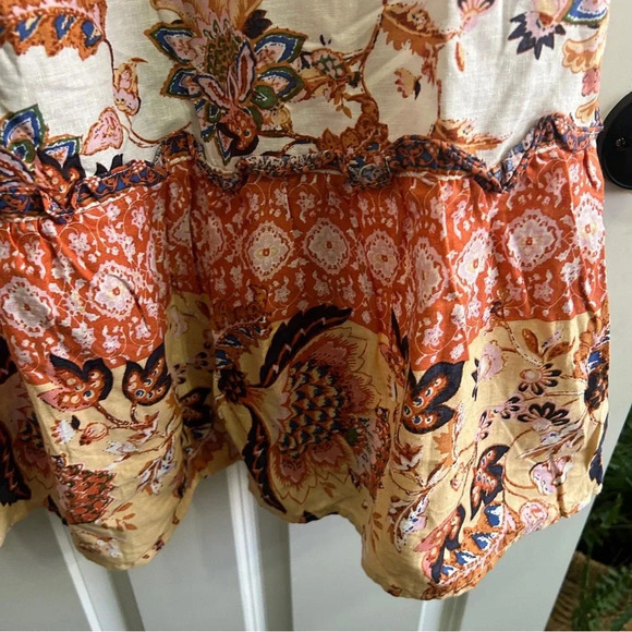 EUC Rachel Roy linen boho skirt Medium with ruffle. Elastic gathered waist. - Picture 7 of 8